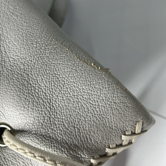 Kate Spade New York Pratt Street Brandice Zip Tote Gray Leather White Stitching - Picture 11 of 16